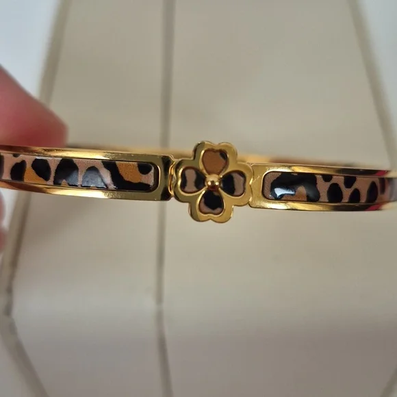 Gold Leopard Print Bangle Bracelet By Kate Spade - Picture 4 of 7